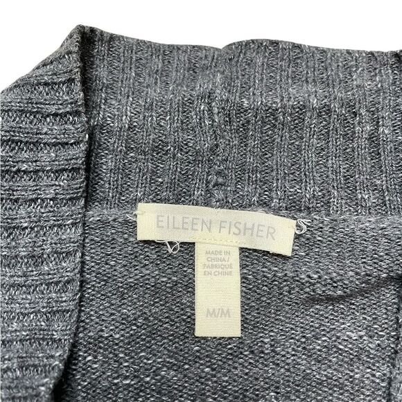 Eileen Fisher Gray Cardigan Sweater Open Front Size Medium - Picture 6 of 6